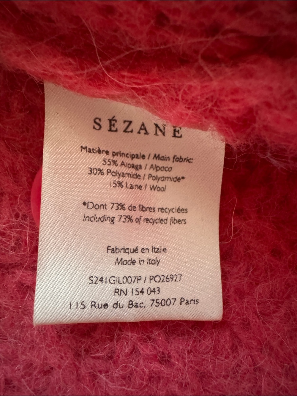 Sezane Basile Cardigan Pop Pink Alpaca Wool Chunky Knit Sweater XS - Picture 9 of 12